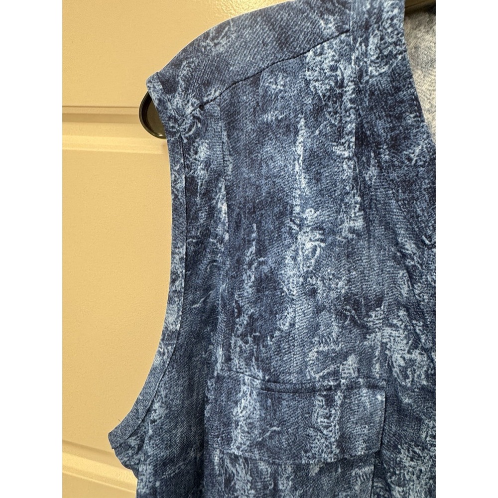New Directions Blue Sleeveless Pullover Top Blouse Womens 2XP Petite Flowy A12 - Picture 5 of 9